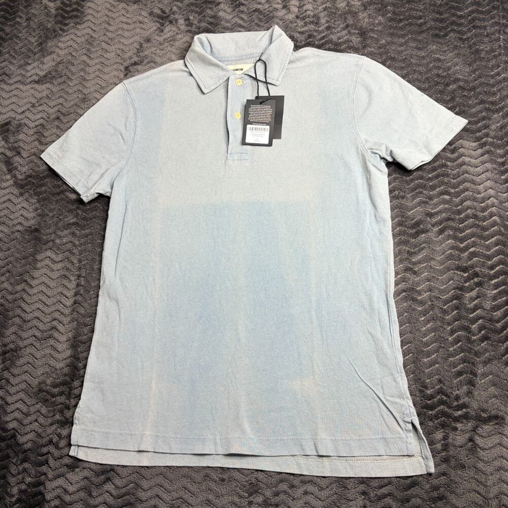 Buck Mason L013 Polo Shirt size S Indigo Dipped Cotton Short Sleeve NWT